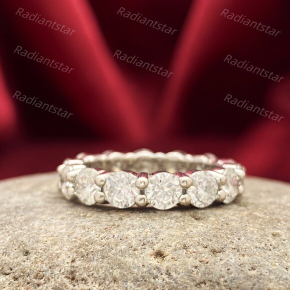NEW Certified 4~5ct. t.w. 4mm Moissanite Full Eternity Band Ring - Picture 1 of 7